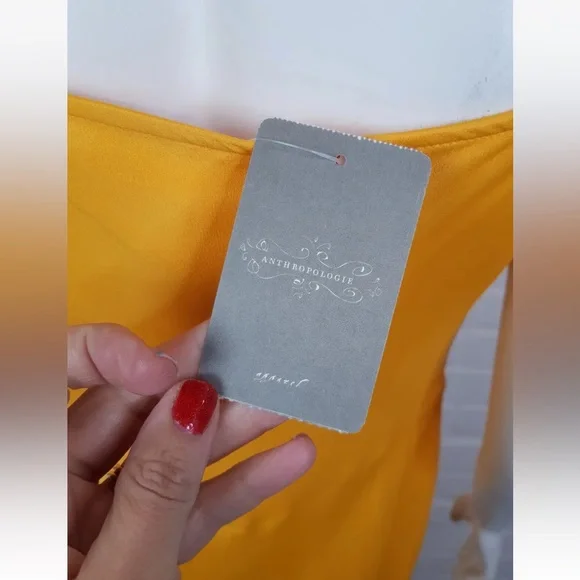 By Anthropologie Silky Cowl Neck Midi Dress Medium 12 14 Orange Column Party BN - Picture 7 of 14